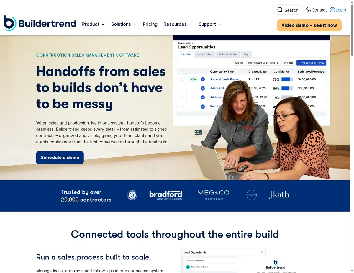 Buildertrend Project timeline Gantt chart with color-coded task bars by trade