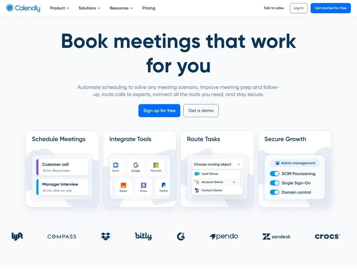 Calendly Clean booking page interface showing available time slots in a weekly calendar