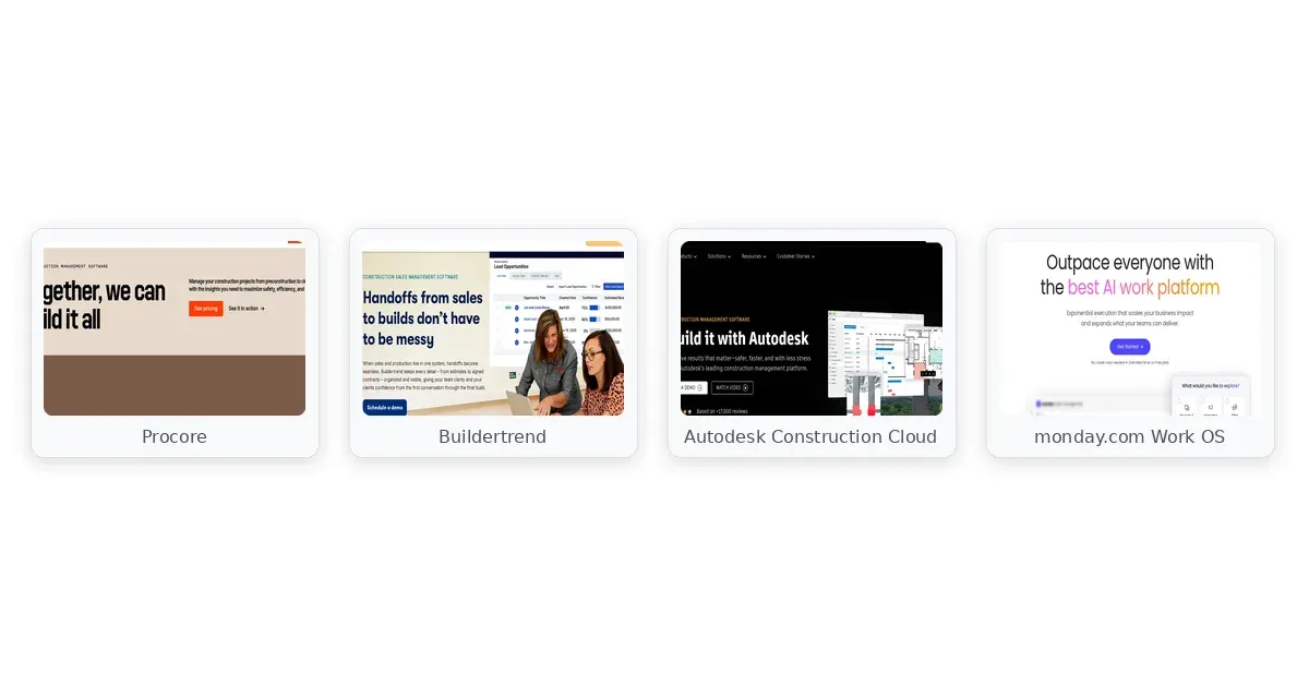 construction project planning software comparison — Procore, Buildertrend, Autodesk Construction Cloud