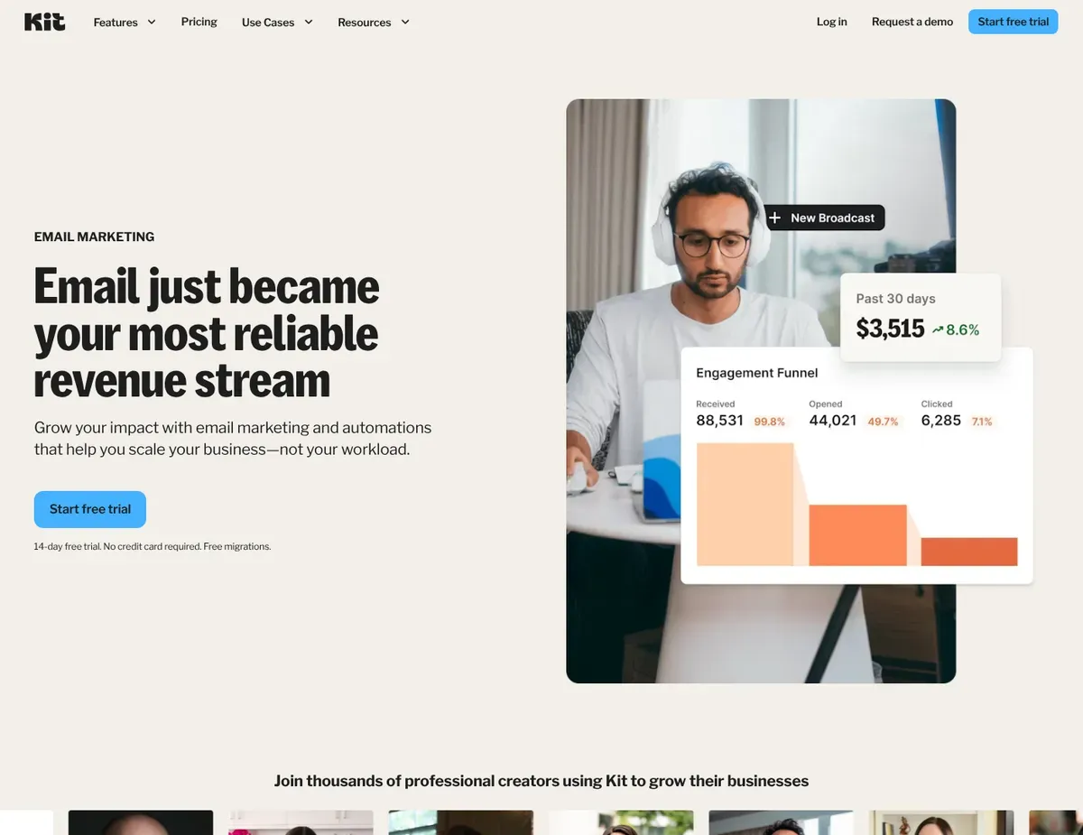 ConvertKit The UI emphasizes subscriber-centric email sequence setup