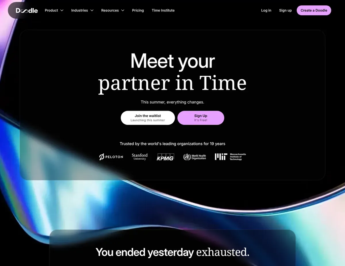 Doodle Group scheduling poll interface displaying time slot options with participant