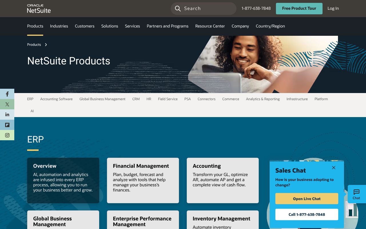 Oracle NetSuite ERP role-based dashboard