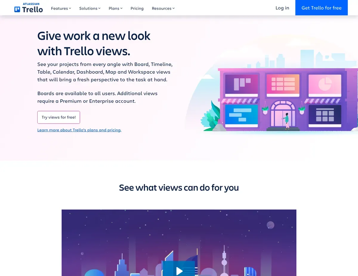 Trello Kanban-style boards with vertical lists