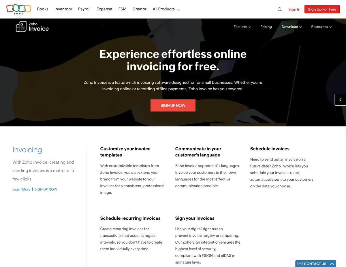 Zoho Invoice Automation workflow builder showing conditional triggers for payment reminders