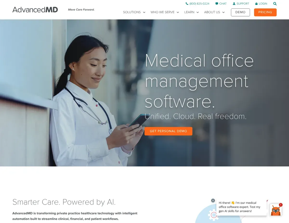 AdvancedMD Practice management dashboard with multi-provider claim tracking