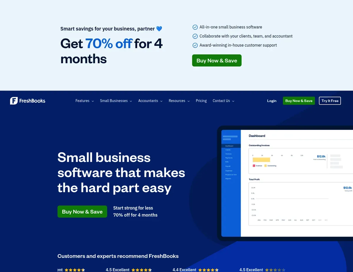 FreshBooks Invoice creation screen with drag-and-drop line items
