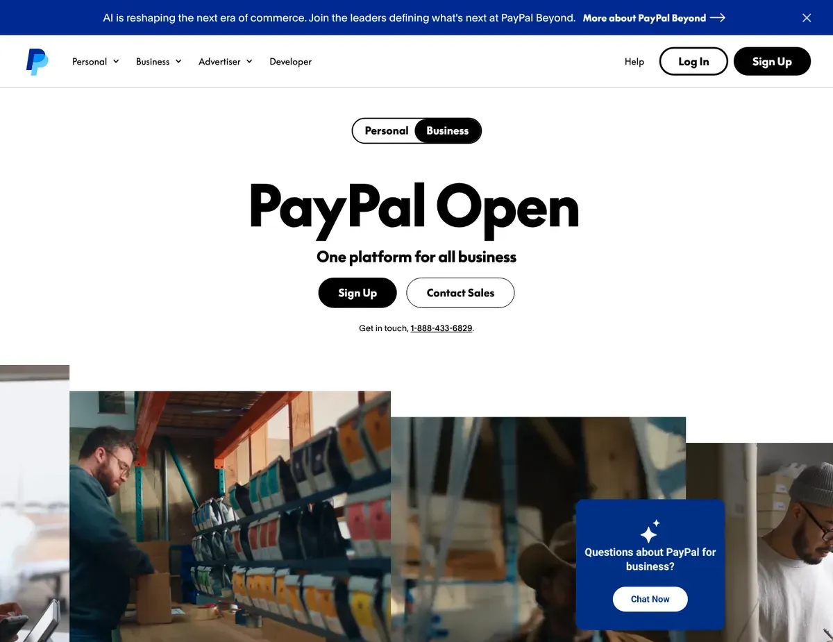 PayPal Zettle PayPal Business dashboard highlighting a clean account balance summary