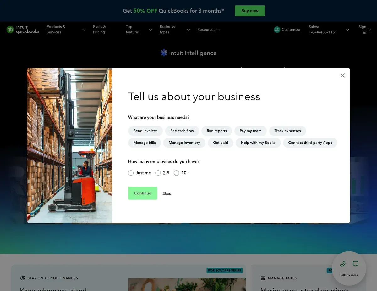 QuickBooks Online Dashboard showing profit and loss summary with bar charts comparing income vs