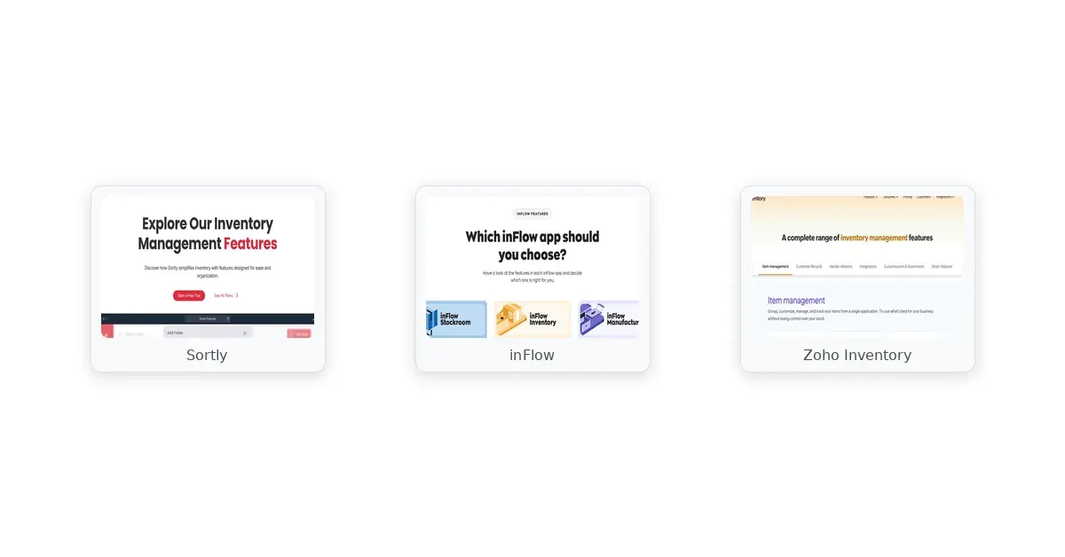 small business inventory management comparison — Sortly, Square, inFlow