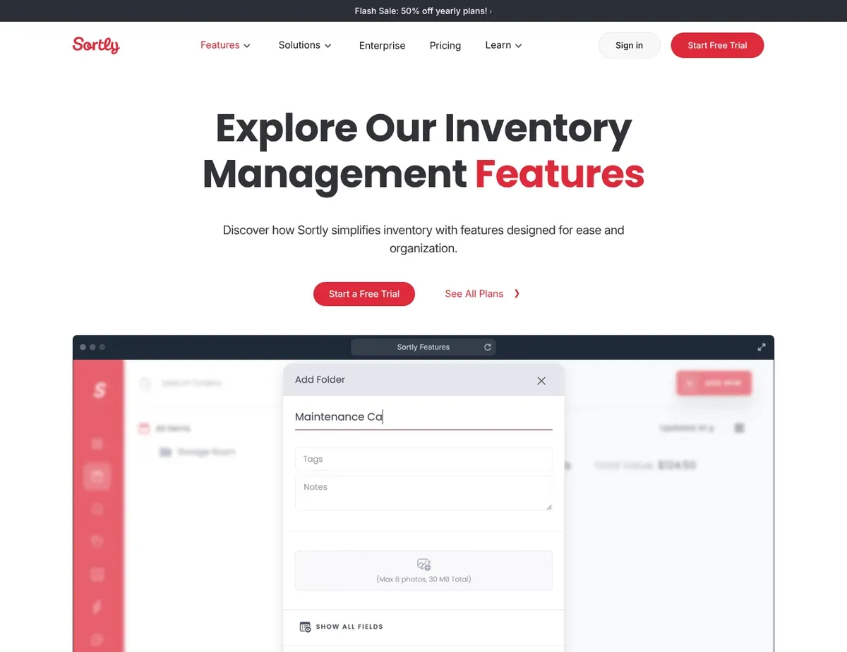 Sortly Grid of item photos with quantity badges overlaid on each product image