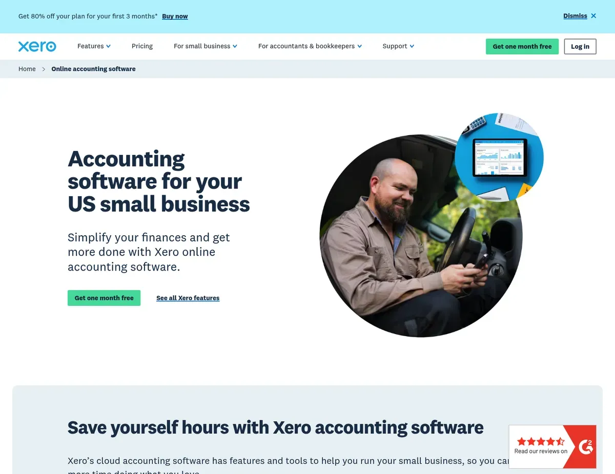 Xero Interactive dashboard with business performance graphs showing cash flow