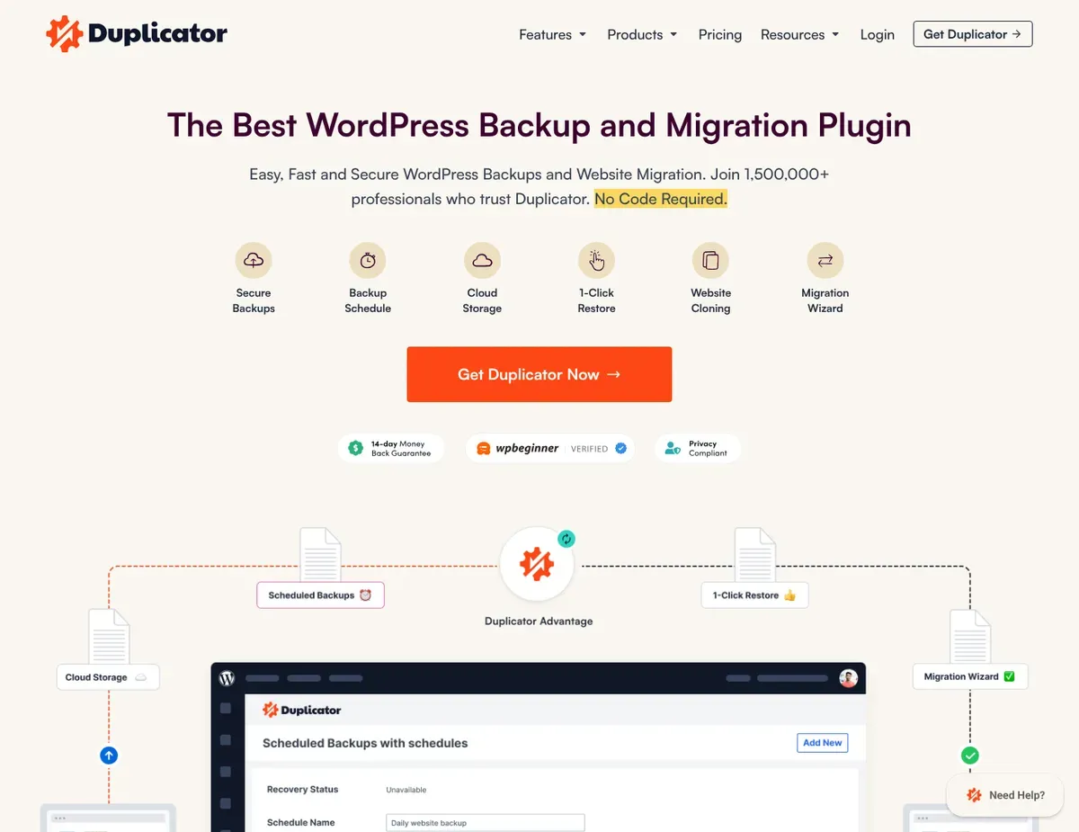 Duplicator Pro WordPress dashboard showing the package creation screen