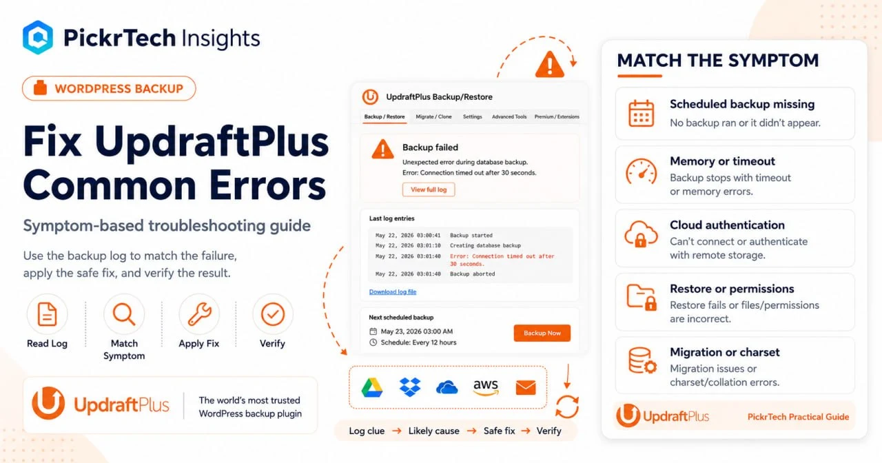 Fix UpdraftPlus Common Errors: Symptom-Based Troubleshooting Guide